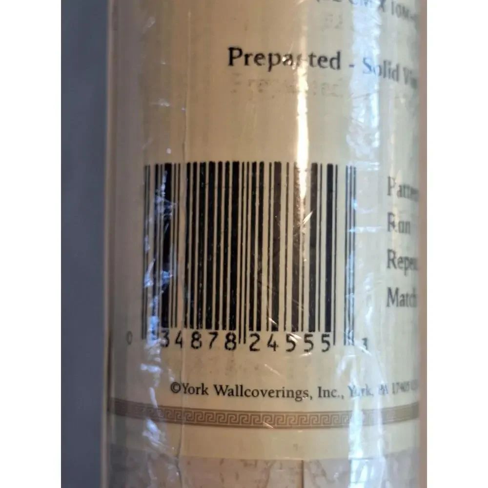 2 Double Rolls York Prepasted Wallpaper Tan/Beige Stripes w/Crackling  56ft Per